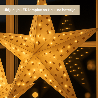 Sklopiva zvijezda – papirna dekoracija, 60 cm sa LED lampicama