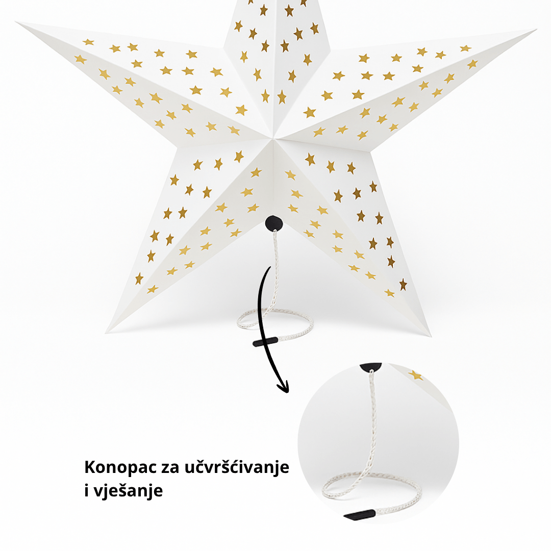 Sklopiva zvijezda – papirna dekoracija, 60 cm sa LED lampicama