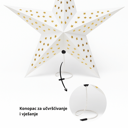 Sklopiva zvijezda – papirna dekoracija, 60 cm sa LED lampicama