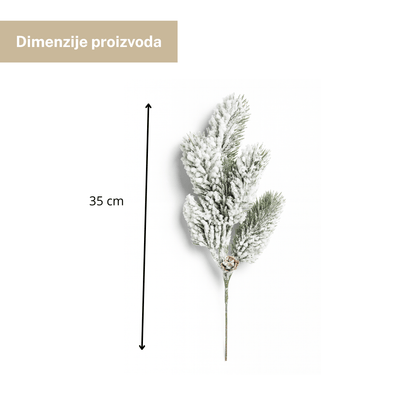 Snježna grana bora 35 cm – dekorativna božićna grana