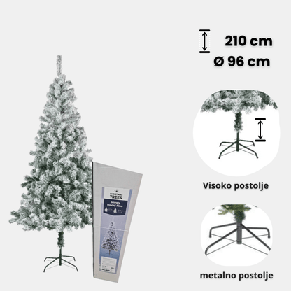 Snowy Rovinj Pine 210 cm – snježna jelka, Ø 96 cm, metalno postolje
