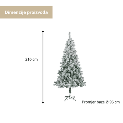 Snowy Rovinj Pine 210 cm – snježna jelka, Ø 96 cm, metalno postolje