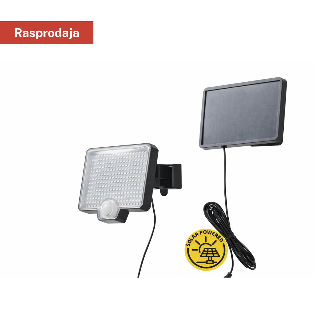 CASALUX LED solarni reflektor sa senzorom pokreta (crni) + odvojivi solarni panel