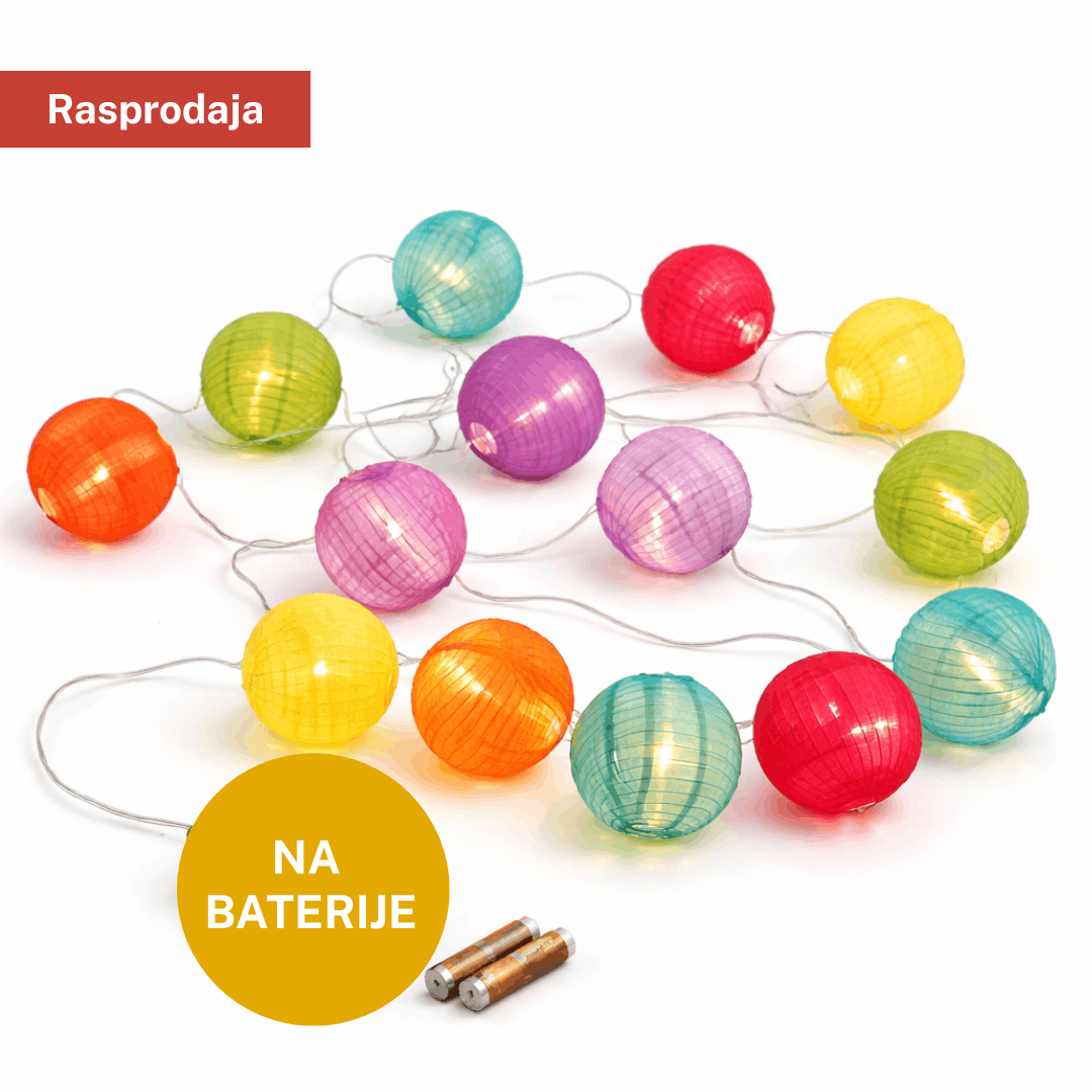 CASALUX LED svjetlosni lanac s lampionima 20 LED (toplo bijelo), timer 6h, IP44