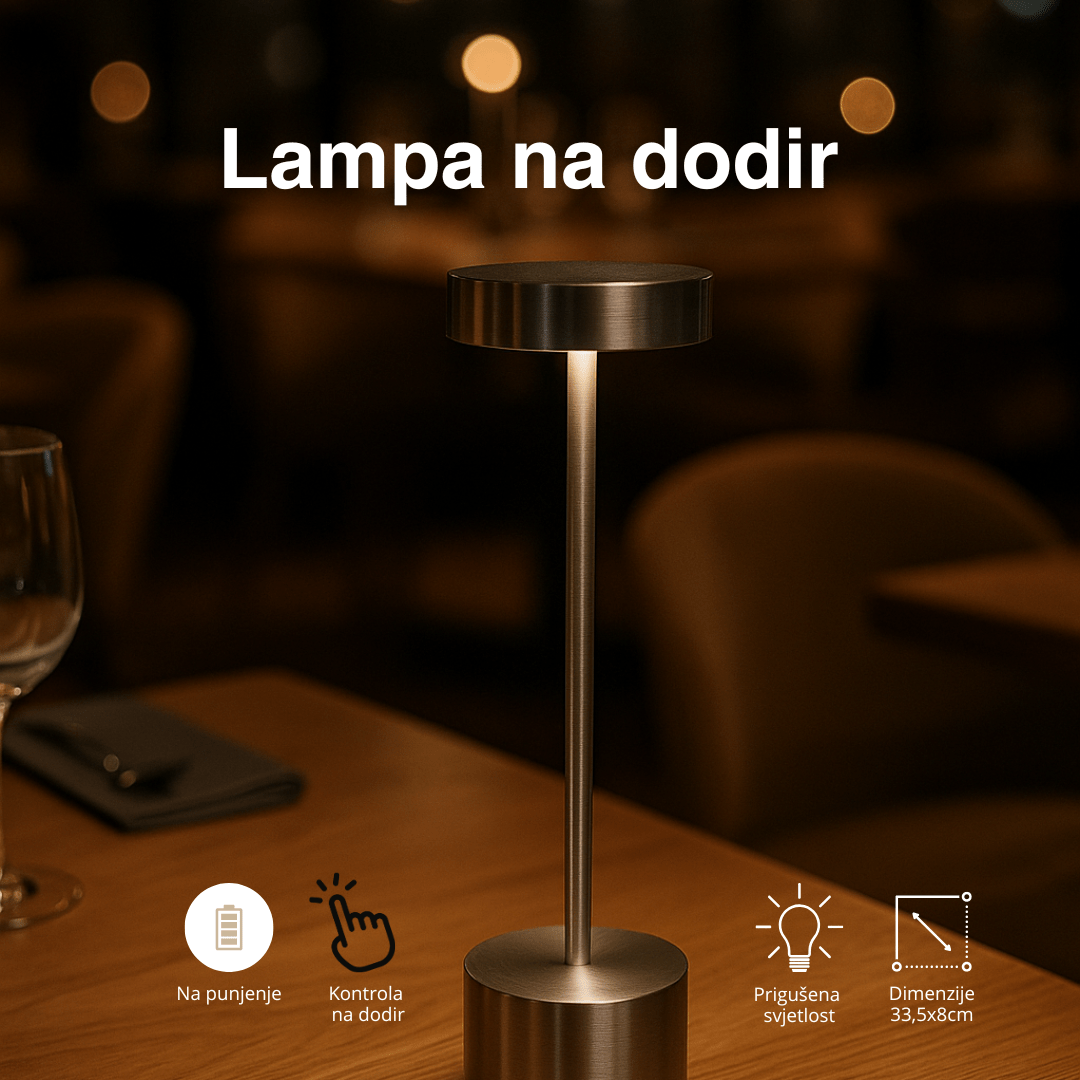 Stolna LED lampa na dodir 33,5 x 8 cm – zlatna ili srebrna, moderna ambijentalna rasvjeta