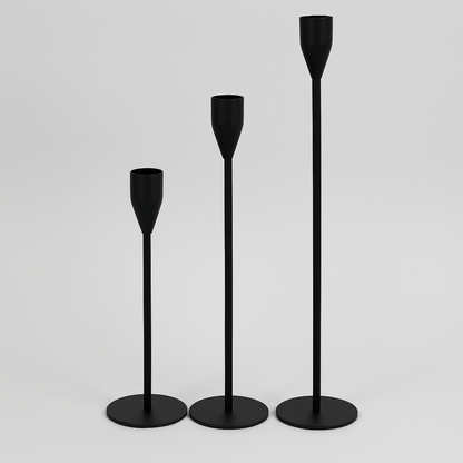 Svijećnjak set 3/1 – 33/27/22 cm, crni mat metal