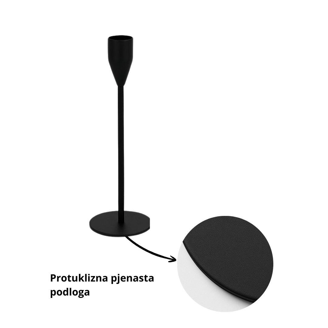 Svijećnjak set 3/1 – 33/27/22 cm, crni mat metal