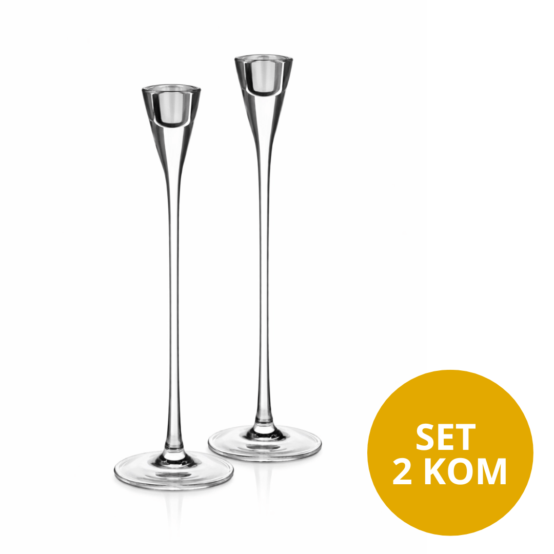Set stakleni svijećnjaka (2 kom) – prozirni držači za tanke svijeće