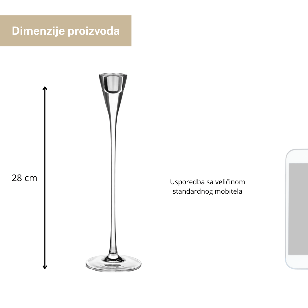 Set stakleni svijećnjaka (2 kom) – prozirni držači za tanke svijeće