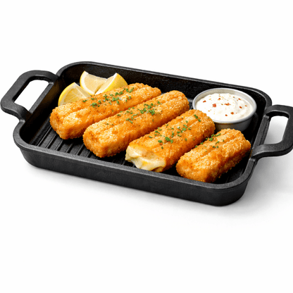 Tava od lijevanog željeza na drvenoj dasci