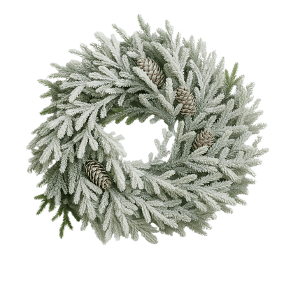 Vijenac s efektom snijega – 30 cm, borove grančice i šišarike