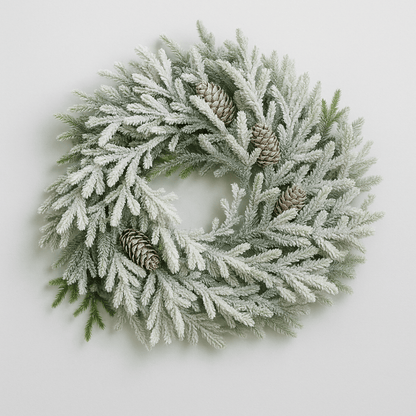 Vijenac s efektom snijega – 30 cm, borove grančice i šišarike