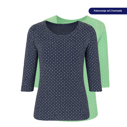 Vivance 2 komada Zelena i plava majica s uzorkom trokuta – 3/4 rukavi