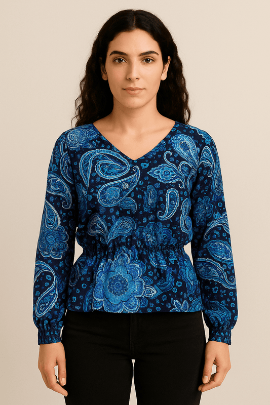 VIVANCE Bluza s paisley uzorkom i naglašenim pojasom