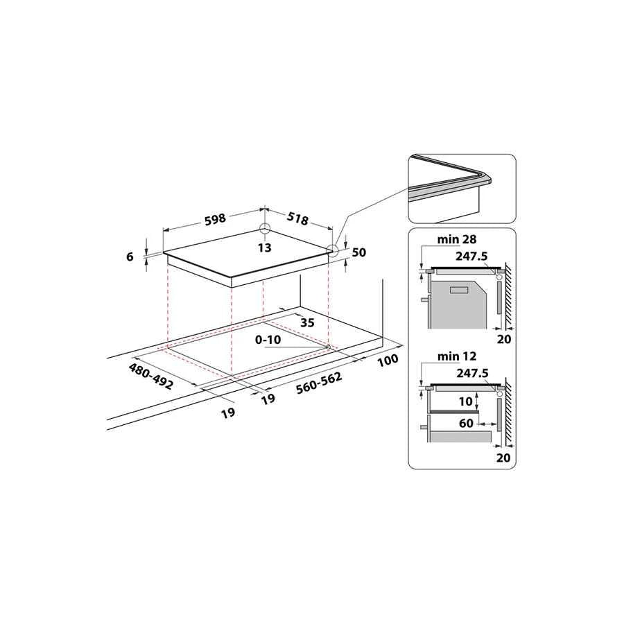 Whirlpool WL B5860 AL HOB ugradbena indukcijska ploča – 60 cm, 4 zone, Touch Control, tajmer