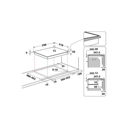 Whirlpool WL B5860 AL HOB ugradbena indukcijska ploča – 60 cm, 4 zone, Touch Control, tajmer