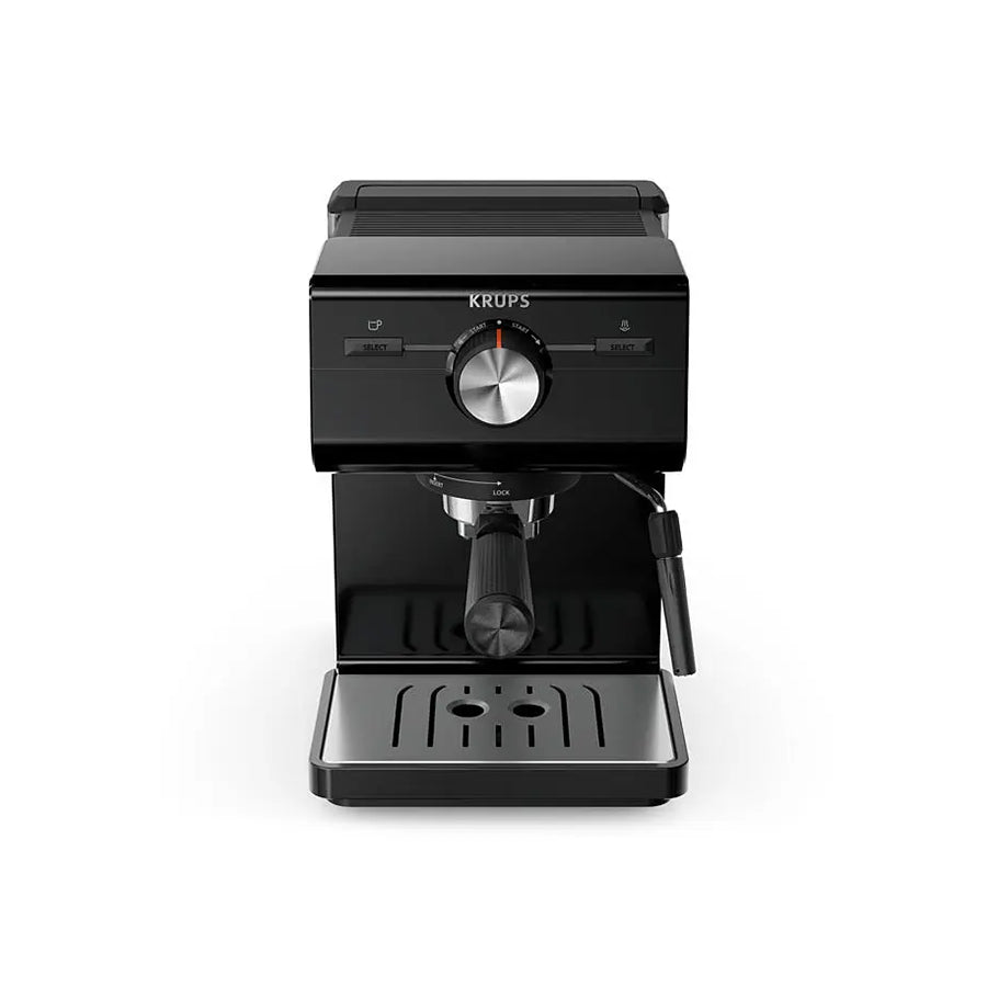 Omega Krups XP381810 aparat za espresso kafu s metalnim filterom i tipkom za regulaciju temperature.