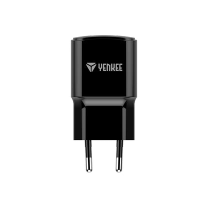 Omega Yenkee YAC 2013BK punjač za telefon, crni s USB priključkom, prikazan na slici.