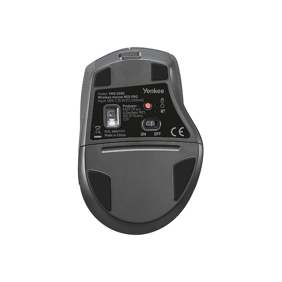 Bežični miš Yenkee YMS 2090 s Bluetooth 5.0 i 2.4 GHz, 1000-2400 DPI, dugotrajni rad do 100 sati, na slici.