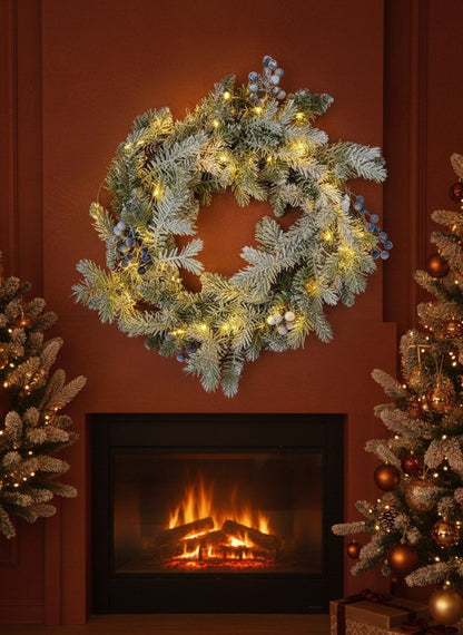 Everlands Snowy Wreath – snježni vijenac s bobicama 50 cm