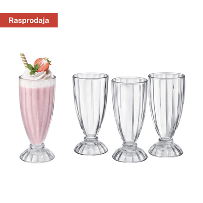 Čaše za sladoled i deserte – 4/1 set čaša na postolju (milkshake/smoothie) 370 ml