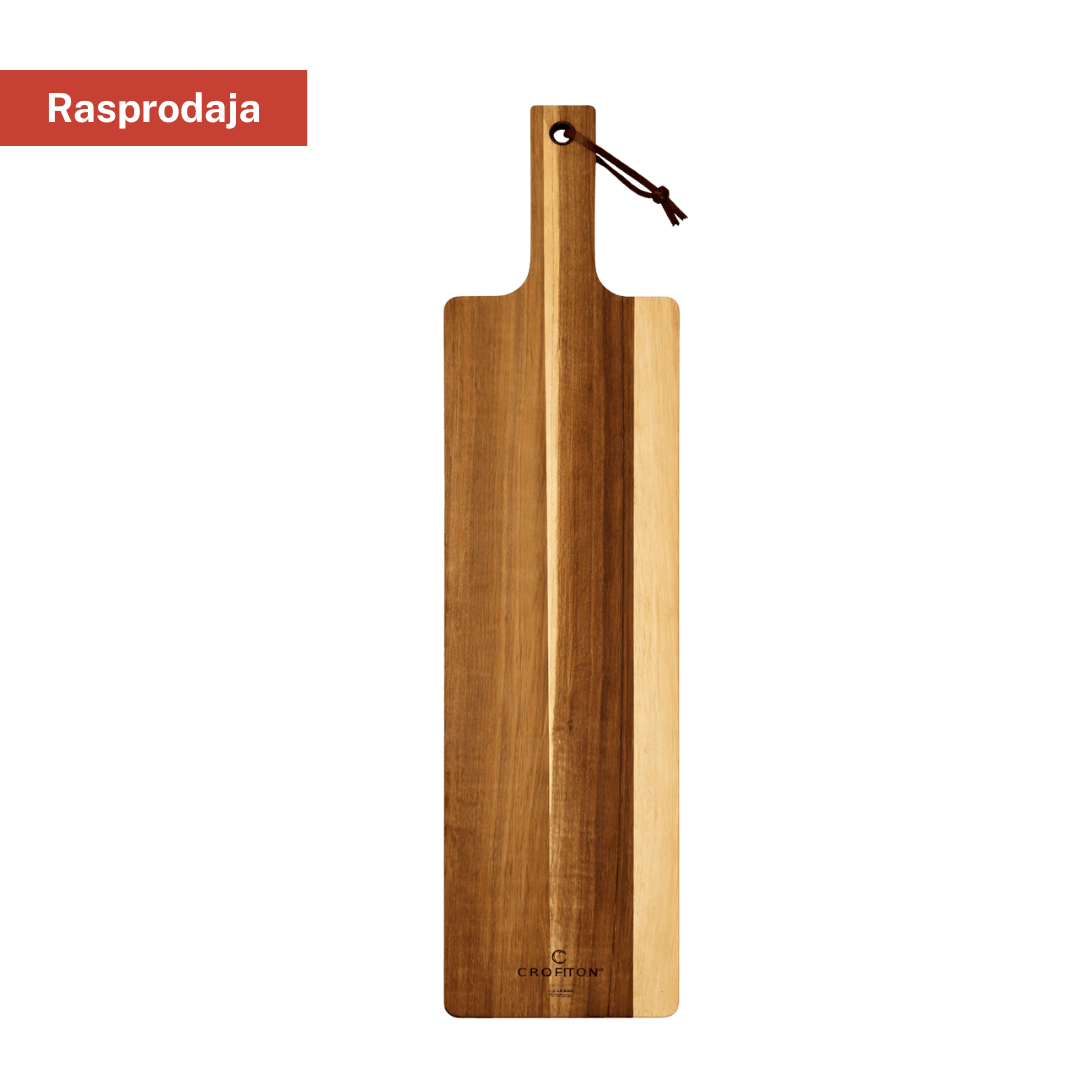 Crofton daska za serviranje i rezanje – drvena, dugačka s ručkom i vezicom