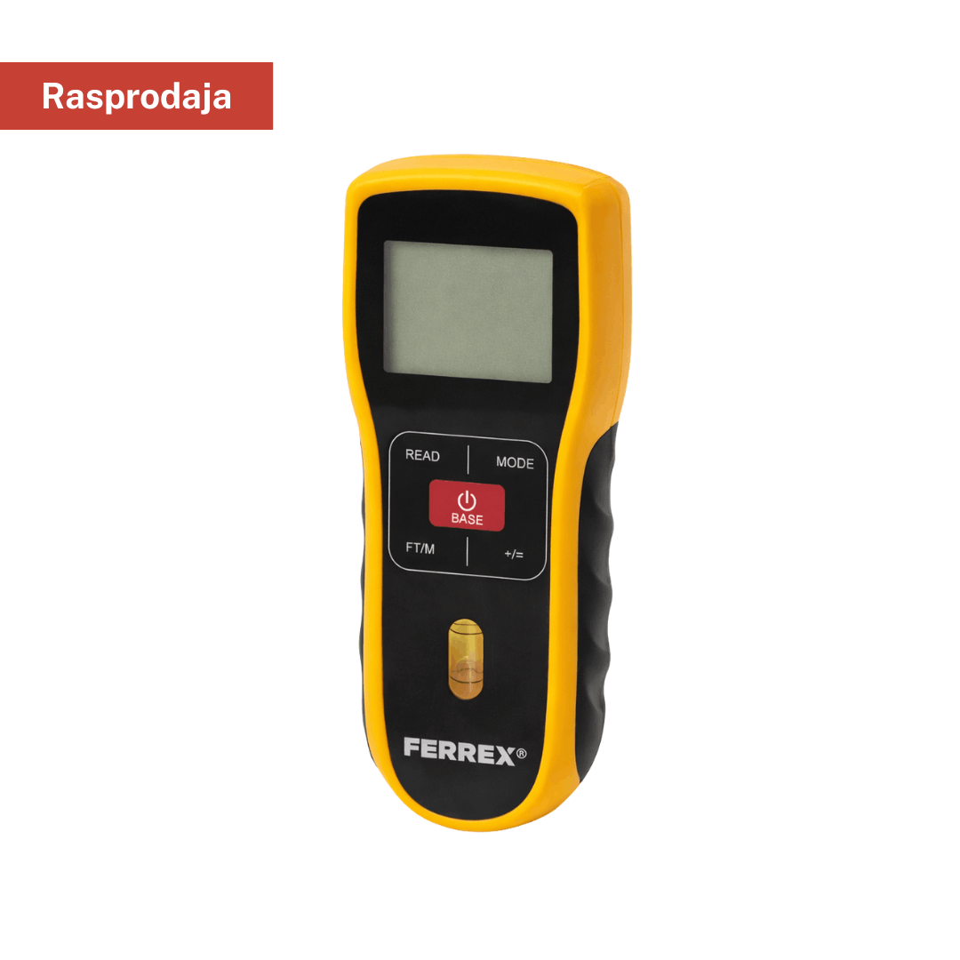 Ferrex laserski metar – daljinomjer s ekranom i libelom, mjerenje u m/ft