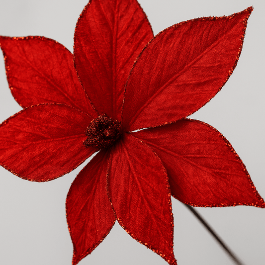 Dekorativna zvijezda / cvijet– crvena, glitter efekt 30 cm