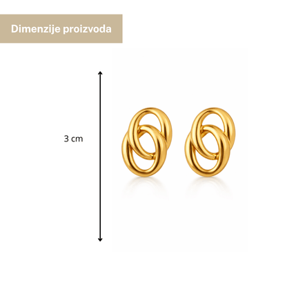 Zlatne statement naušnice s ovalnim karikama - nehrđajući čelik