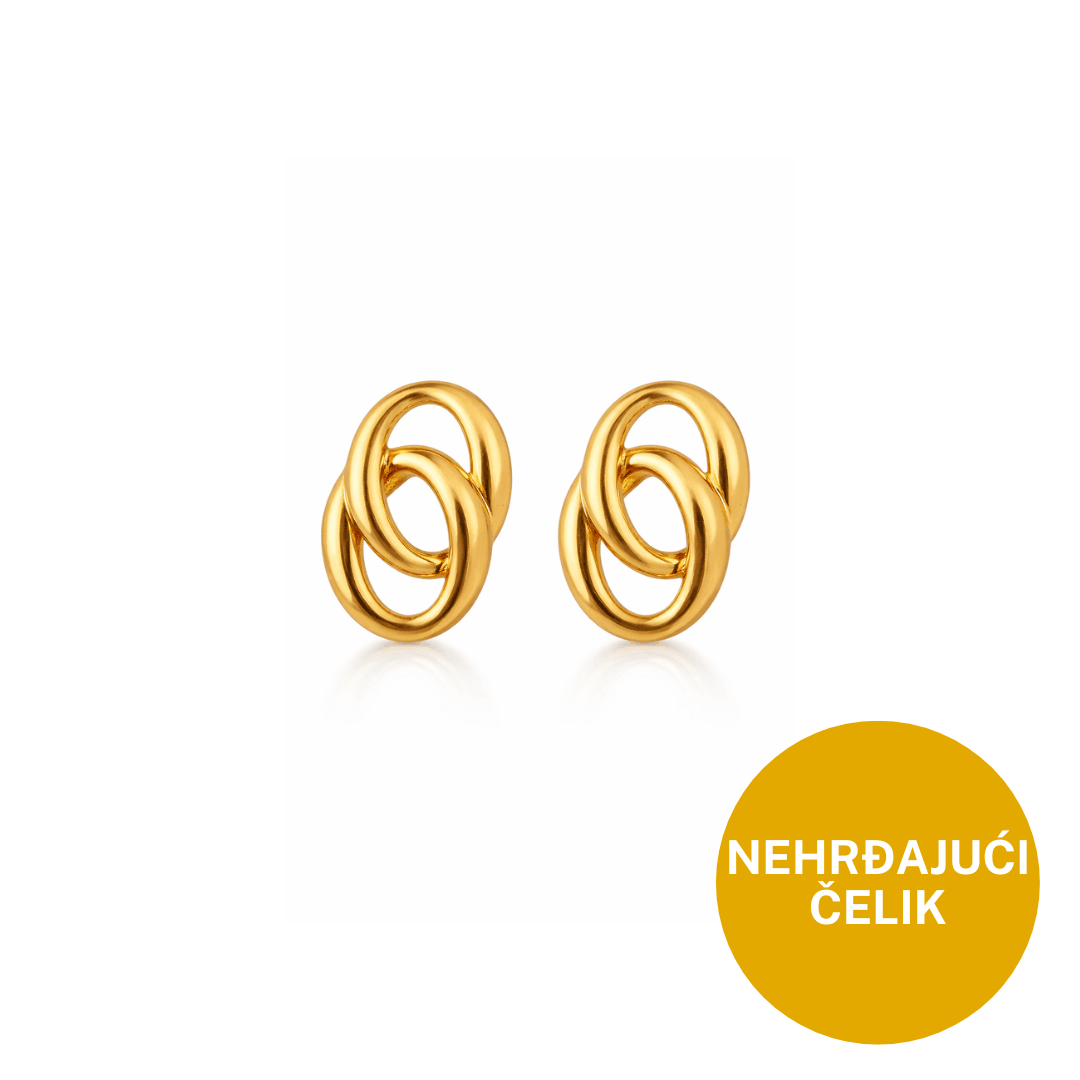 Zlatne statement naušnice s ovalnim karikama - nehrđajući čelik