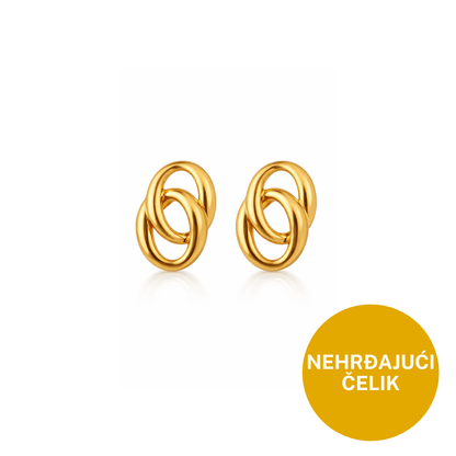 Zlatne statement naušnice s ovalnim karikama - nehrđajući čelik