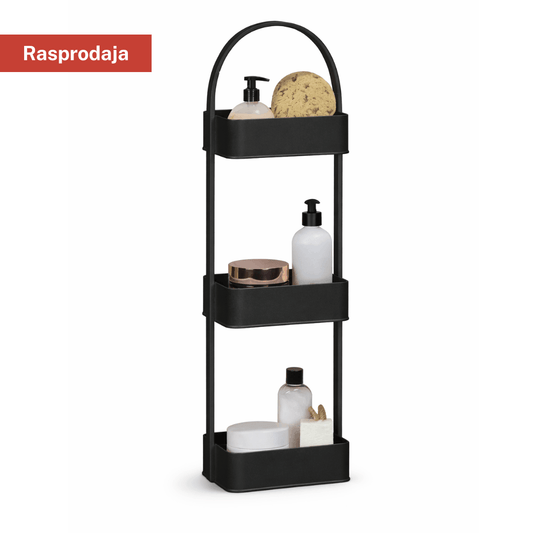 Home Creation etažera za tuš – metalna, 3 police, crna (21×15×73,5 cm)