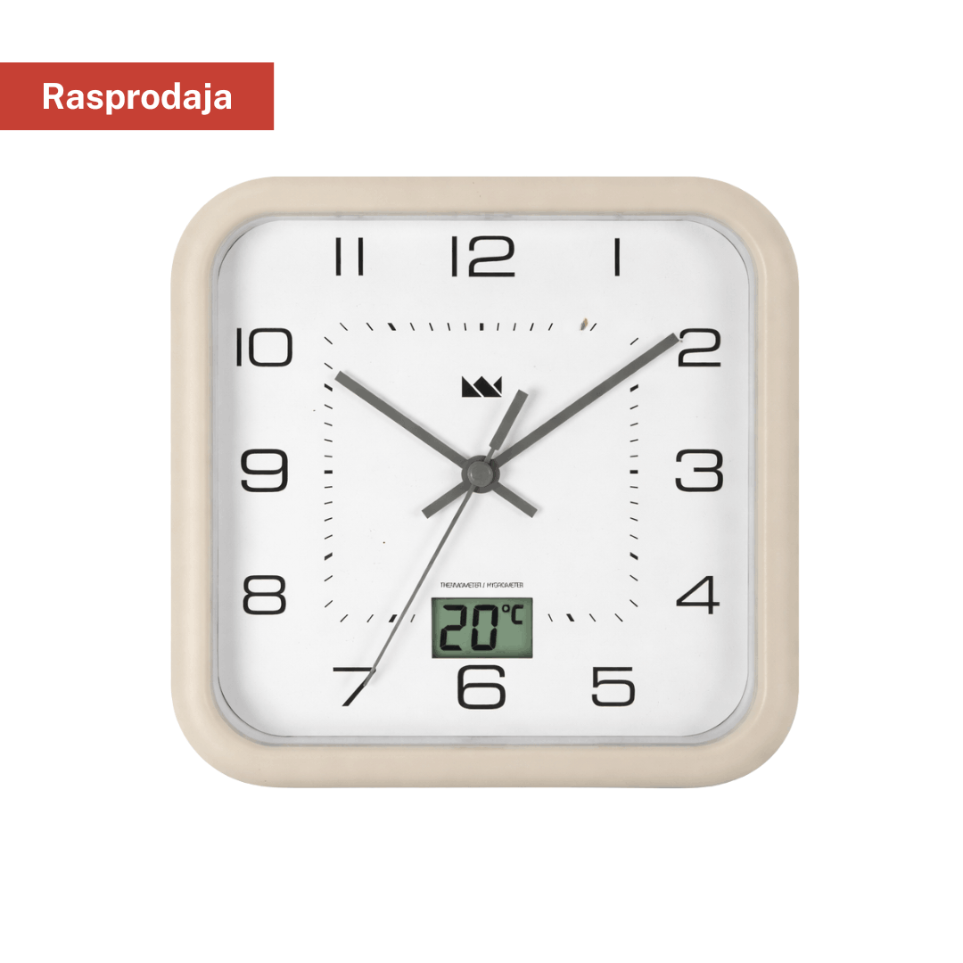 Krontaler zidni sat za kupatilo – s termometrom, montaža na vakuum (bež)