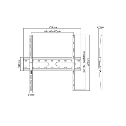STELL SHO 4210 fiksni nosač za TV 32–55" – nosivost 45 kg, VESA do 400×400, udaljenost od zida 2,7 cm