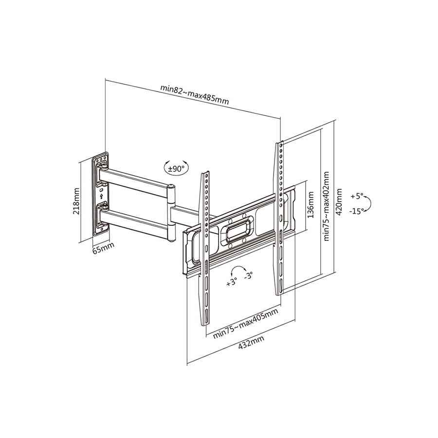 STELL SHO 5600 izvlačni nosač za TV 32–55" – nosivost 35 kg, zakretanje ±90°, VESA do 405×402
