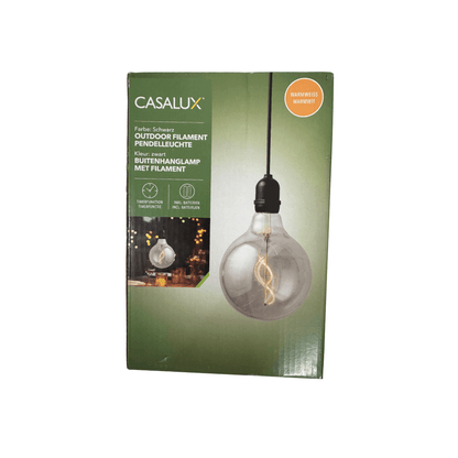 CASALUX vanjska viseća dekorativna lampa s filament žaruljom (crna) – timer, IP44, toplo bijelo