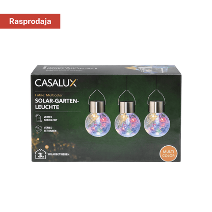 Casalux solarna vrtna lampa – staklena kugla LED, multicolor (set 3 kom)