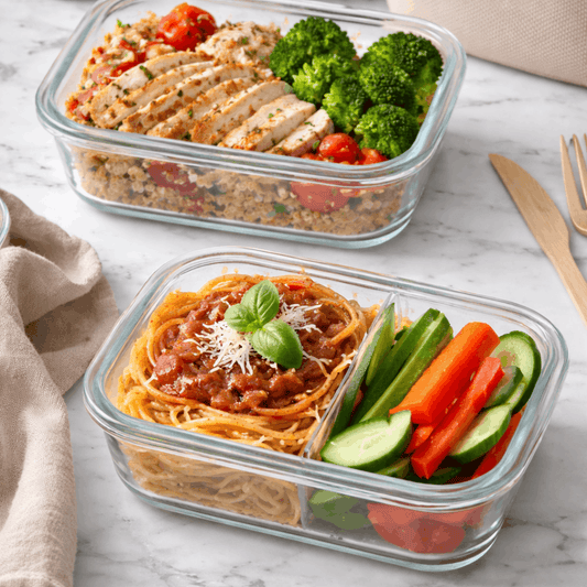 Set staklenih posuda s poklopcem 2/1 – 20×14 i 17×12 cm, za hranu i pripremu hrane