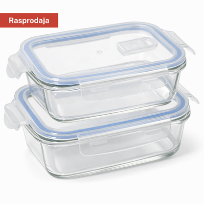 Set staklenih posuda s poklopcem 2/1 – 20×14 i 17×12 cm, za hranu i pripremu hrane